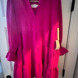 Elan Women's Fuchsia Tiered Casual Dress